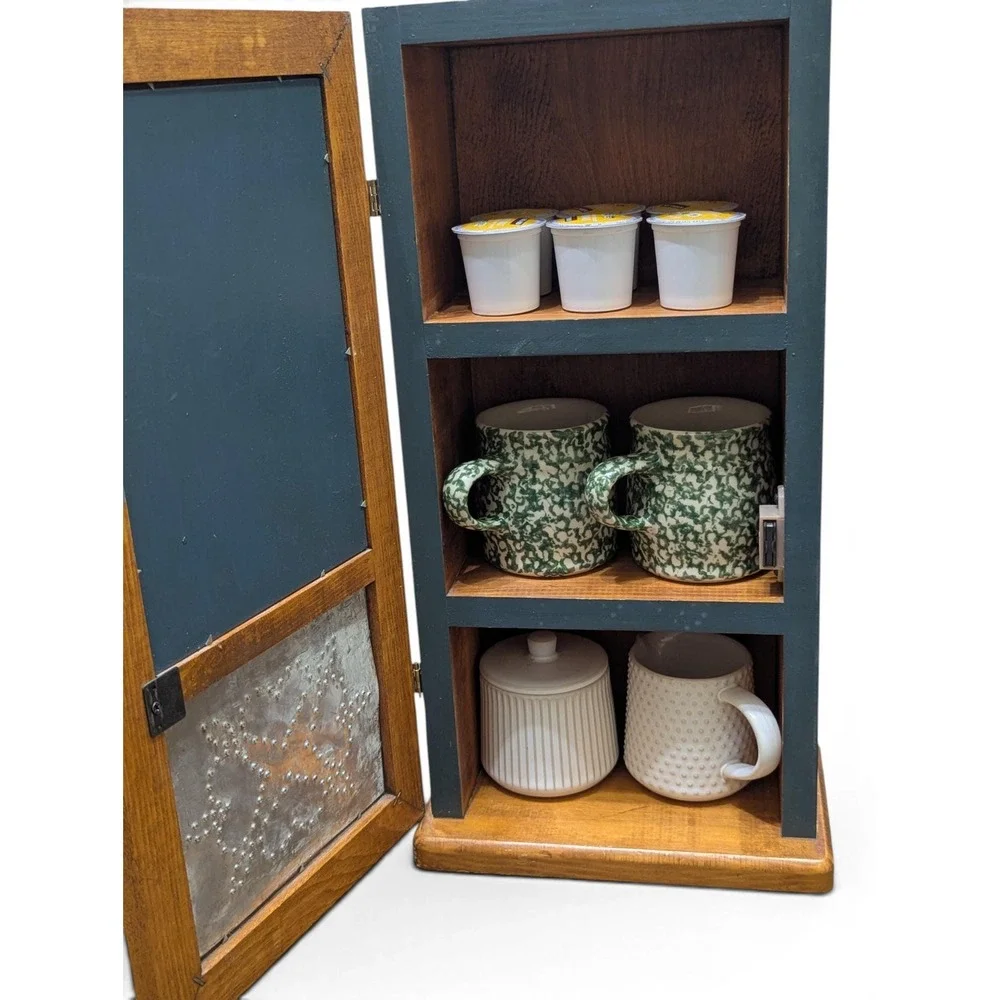 Cottagecore Handpainted Cabinet Coffee Station